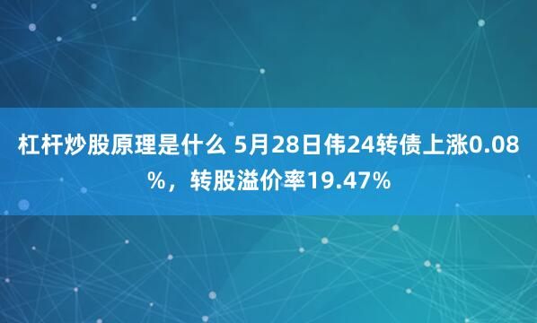 杠杆炒股原理是什么 5月28日伟24转债上涨0.08%，转股溢价率19.47%